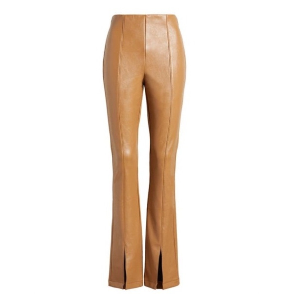 AFRM‎ ADELA HIGH WAIST FRONT SLIT FAUX LEATHER PANTS IN CARAMEL size M